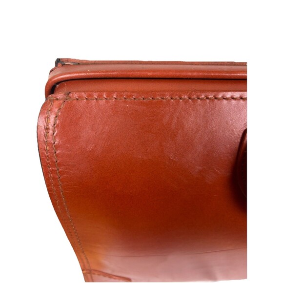 VTG Brown Leather Automatic Brass Hardware Doctor Bag Satchel Frame Gladstone - Picture 7 of 9